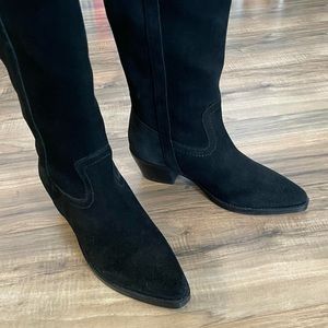 Vintage foundry suede leather knee high western boots size 8